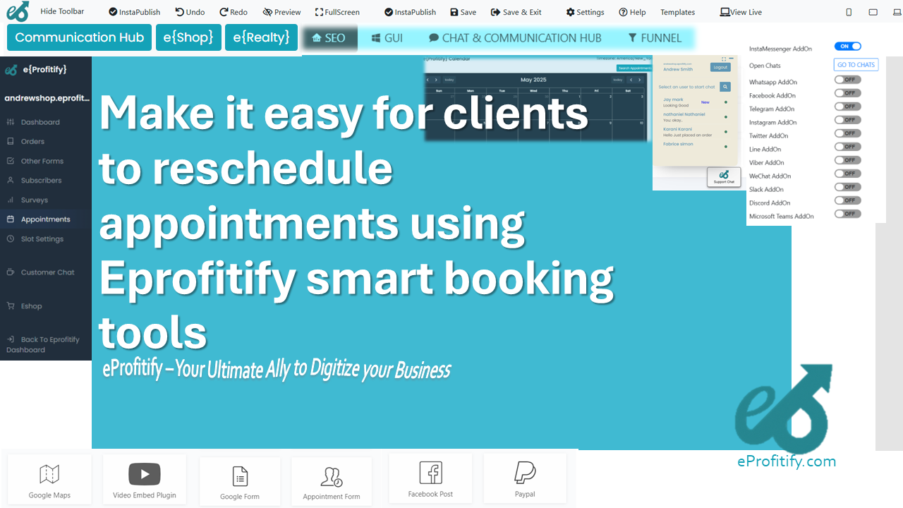 Make it easy for clients to reschedule appointments using Eprofitify smart booking tools